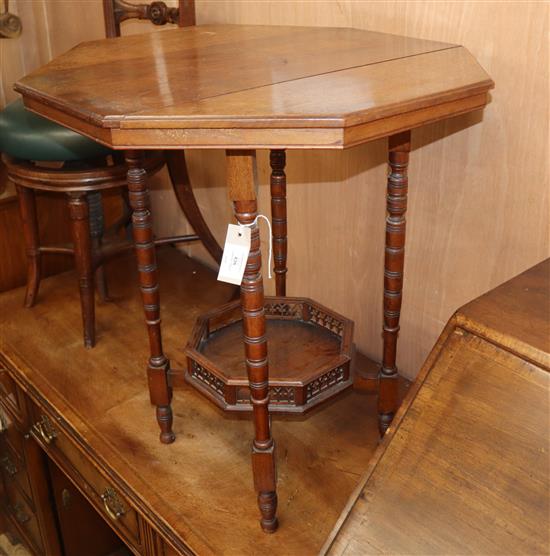 A late Victorian oak octagonal centre table W.59cm